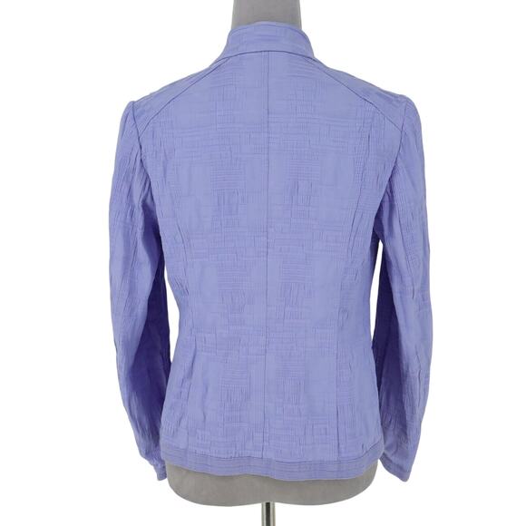 Chicos Jacket 0 Womens 4 Small Lavender Open Front Stretch Cotton Pockets Career - Picture 2 of 13